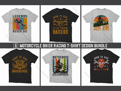 Motorcycle Biker Racing T-Shirt Design Bundle illustration print design racing rider t shirt t shirt design t shirts typography ui ux