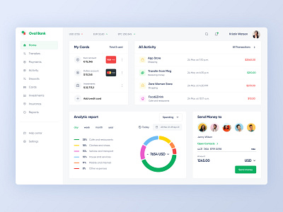 Dashboard for Banking Web Application Oval Bank design minimal ui ux web website