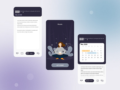 Mental Health Tracking App app calender design flat icon icons illustration ios app design mobile app design mobile ui typography ui ux vector