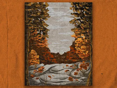 U for Cuyahoga Valley illustration national park nature parks retro texture trees vintage