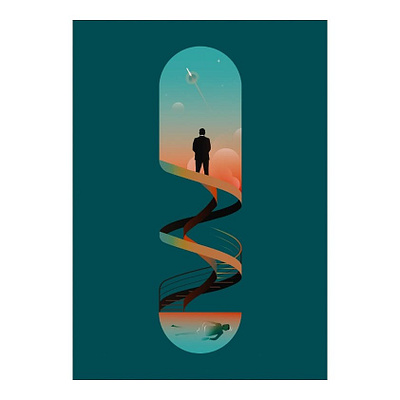 Gattaca design illustrations movie poster rocket space vector