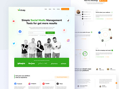 Social Media Management Saas Template app landing page best ui best ui 2021 facebook management landing page media management saas landing page saidur zaman saimon social management socialmedia software ui ux web design web software web template website