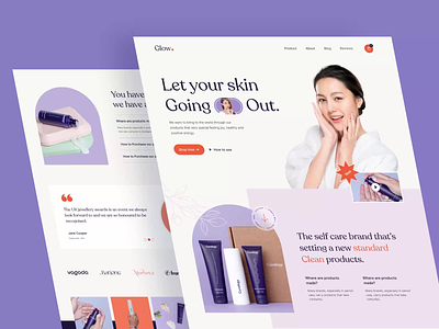 Glow. - Beauty Product Website animation beauty ecommerce beauty product beauty website case study clean cosmetics website ecommerce face landing page musemind personal care product design self care skin care ui uiux web design website website design