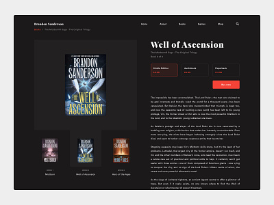 Author Inner Book (Dark) author fantasy mistborn sanderson stormlight ui uiux ux web