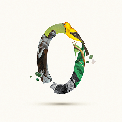 0 36 days of type 36days 36daysoftype 36daysoftype07 bird collage art collage digital collageart collages graphic green illustration minimalist photoshop statue stones typo typography vintage zero