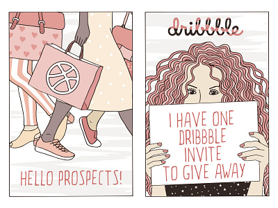 Dribbble Invite Giveaway away community dribbble dribbble invitation dribbble invite dribbble invite giveaway dribbble prospects give giveaway hand drawn hello prospects illustration invitation invite pink women