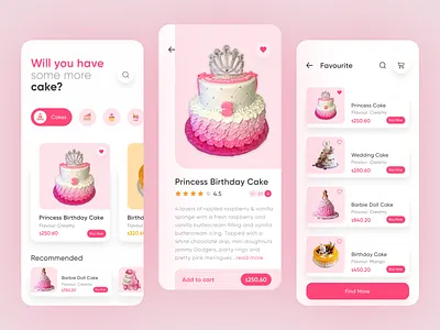 Online Cake Shop App baker bakery cakes cakeshop colorful delivery desserts ecommerce food gradient marketplace minimal mobile app online order pink restaurant shop sweet webdesign