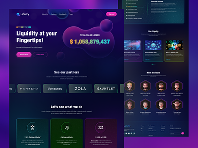 Liquity.org Landing Page Redesign Concept. animation blockchain landing page branding design crypto art crypto landing page dark landing page dark theme dark website design graphic design homepage landing page marketplace minimalist nft landing page nft marketplace uiux web design website website design