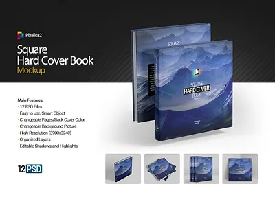 Square Hard Cover Book Mock-up 3d book book cover booklet business catalog coffee table book corporate customizable customize design ebook elegant hand made handmade hard cover magazine mock ups mockup mockup template