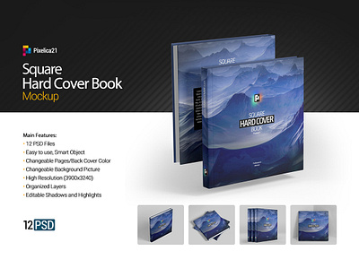 Square Hard Cover Book Mock-up 3d book book cover booklet business catalog coffee table book corporate customizable customize design ebook elegant hand made handmade hard cover magazine mock ups mockup mockup template