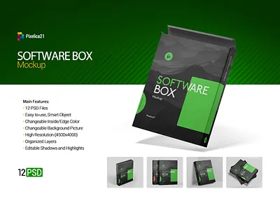 Software Box Mock-up application background birthday blank box business cardboard christmas company computer container cover decorate design dvd gift media mock mockup objects
