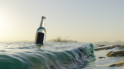 Message in a bottle 3d 3dmodeling beach blender blender3d deadscrolls glassbottle