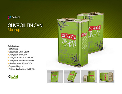 Olive Oil Tin Can Mock-up 3d aluminum can container design extra virgin food industrial jerrican label liquid metal mock up mockup oil olive package packaging product