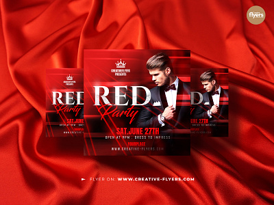 Party Flyer Template (PSD) classy event creative design elegant flyer flyer templates graphic design men suit party flyer photoshop poster psd flyer red party