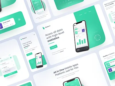 Statistic Manager Landing Page Responsive Version chart clean component gradient green landing landing page mobile responsive statistic stats ui uiux ux webdesign website website design