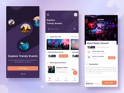 Event Management App app app design application booking branding bright colors clean clean ui design event event app figma gradient management minimal mobile design schedule typography ui ux