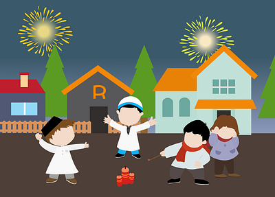 Flat illustration Fireworks 2d anime figma fireworks flat flat design flat designs flat illustration illustration ramadhan