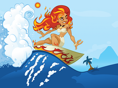 Surfin'Pele folklore hawaii hawaiian pele vector vector illustration vectorart