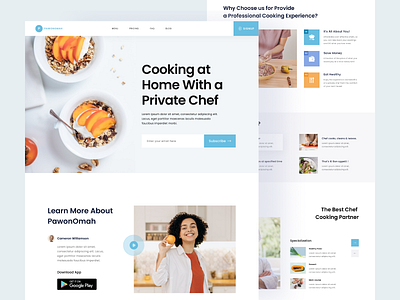 Cooking Class Landing Page Concept chef clean cooking cooking app cooking class ecommerce food food landing page food website foodie homepage landingpage mockup restaurant stayhome ui ux webdesign website