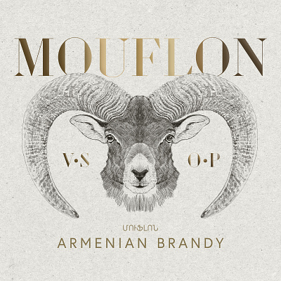 Mouflon Armenian Brandy VSOP alcohol branding beverage design branding design illustration typography