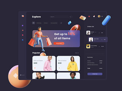 Store Dashboard 3d app dashboard figma store ui web design