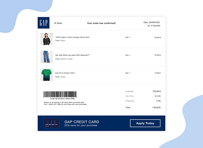 Daily UI * Day 17 * Email Receipt dailyui email email receipt figma gap ui uidesign uiux