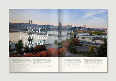 Meet Portland Opera magazine spread branding design editorial design editorial layout marketing performing arts typography