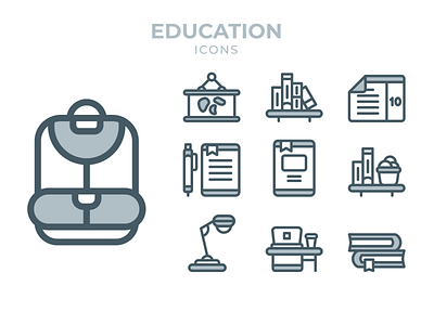 Education Icons app clean design education flat icon minimal ui vector web website