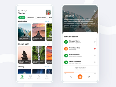 Meditation App concept creative design exploration healthy meditation mental health minimalist mobile app ui uidesign ux