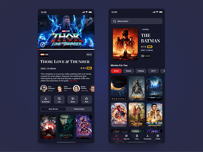 Movie App 🍿 app design cinema interface design movie movies ui ux