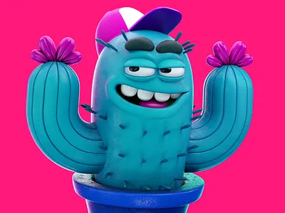 Cactus 3d c4d cactus cap character illustration octane render