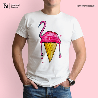 T-shirt mockup art character drawing graphic hand drawn icecream illustration illustration art illustration digital illustrationdesign imagination manupulation painting pink swan think thinking tshirt tshirtprinting