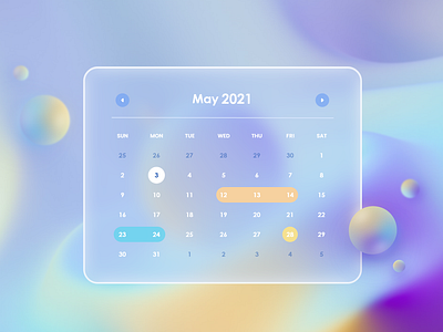 Calendar design glassmorphism ui