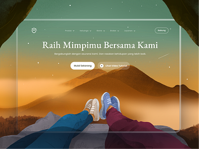 Hero Section for Insurance Website colors couple design digitalart hero section illustration art insurance mountain procreate trips ui design web design website