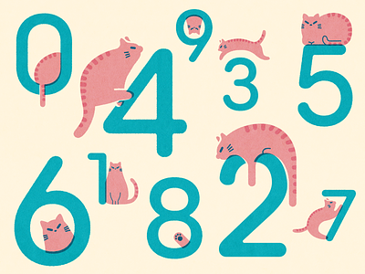 Number cat animal cat design graphic illustration number typography