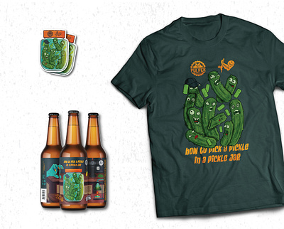 Pulfer x Tap Bullies How to Pick a Pickle t-shirt and stickers arm beer beer art beer label beerbottle collaboration hat hops illustration jar mockup picklejar pickles pulfer sticker tapbullies tshirt tshirtmockup vector