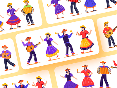 Festa Junina Festival Character brazil brazilian character colorful dance event festa junina festival guitar happy holiday illustration music party