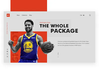 KLAY 11 Web Concept banner design klay thompson landing page nba orange ui ux web website website concept