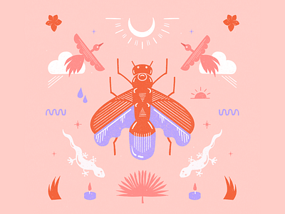 Magic sunset in the tropics 🔮🦎 digital illustration editorial illustration illustration minimalist pattern pink procreate surface design surface pattern symmetry