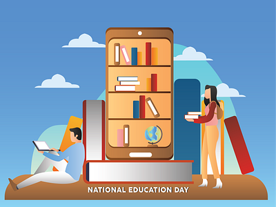 National Education Day comic design flat graphic design illustration illustrator vector