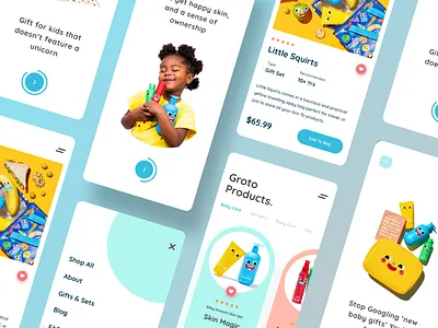Groto Baby Products app color design illustration minimal ui ui design userinterface ux visual design