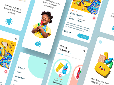 Groto Baby Products app color design illustration minimal ui ui design userinterface ux visual design