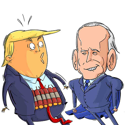 Biden vs Trump biden bidenharris editorial cartoon illustration political cartoon press cartoon trump