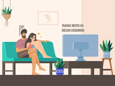 TV Dilemma character couch couple covid19 girl holiday home house illustraion love lovely tv tv app