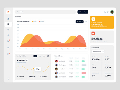 UI Overview charts earnings infographics styleguide ui dashboard ui design ui elements ui template webapp