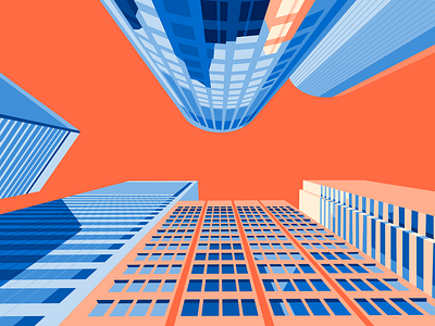 50 Front Street, San Francisco CA abstract abstraction architecture flat design geometric geometry illustration perspective san francisco sky skyscraper