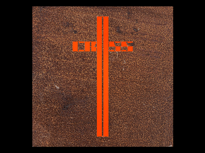 CROS(s)ES ‘Decay-tholic’ (02) artwork brutalism cross crucifix design graphic minimal red rust texture type typography