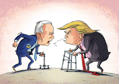 oldmen election fights biden design donaldtrump editorial cartoon illustration joe biden oldmen political cartoon press cartoon us election