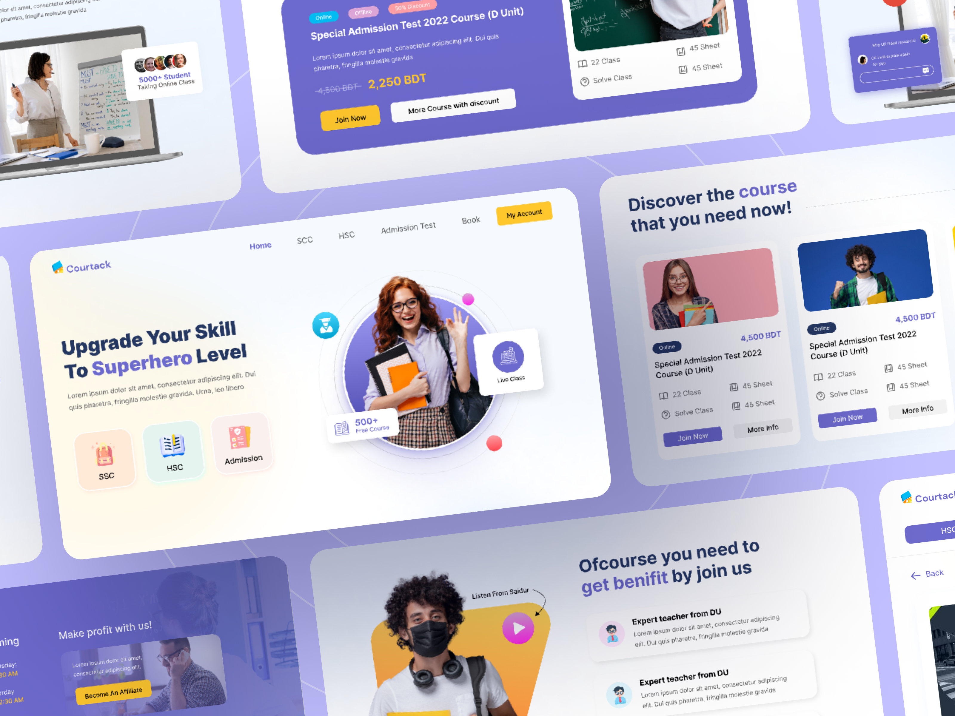 Courtack | E learning (Education) Website 2022 trend best of 2022 clean e learning education landing page online course school study ui ux web design website