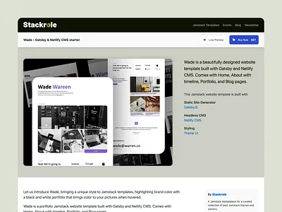 Stackrole product page jamstack landing page design product ui ux website website design